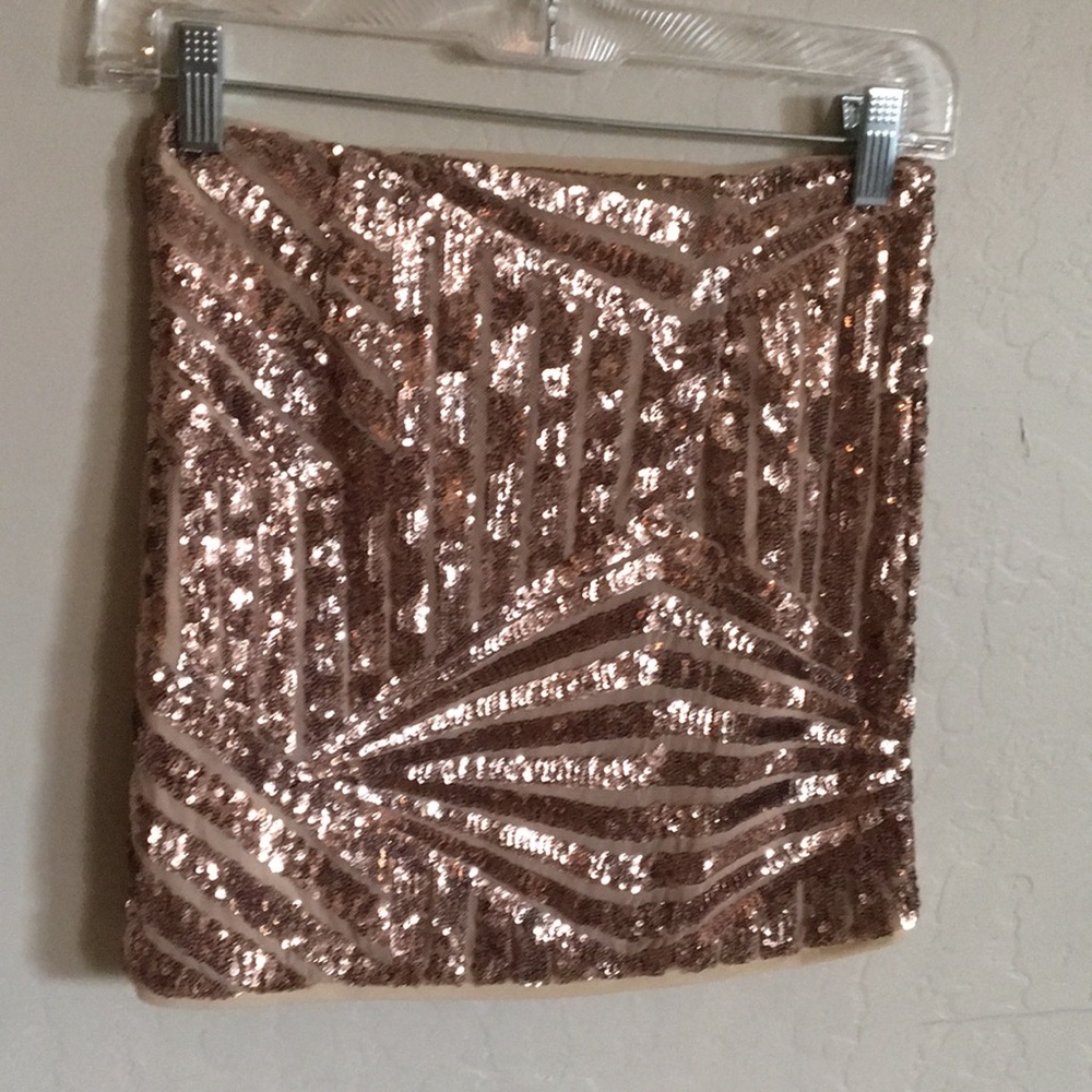 Rose gold sequin mini skirt